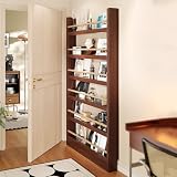 YPIEZI 6-Tier Behind The Door Bookshelf, Wooden Bookcases with Crossbars, Pre-Installed Baseboard, Space-Saving Organizer Storage for Bedroom Living Room Entrance(B,50cm)