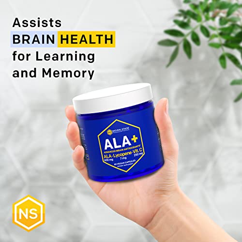 Natural Stacks Ala+ Alpha Lipoic Acid 600Mg W/Lycopene And Vitamin C - Supplement For Immunity & Cellular Function - Supplement For Brain Health, 60 Vegan Capsules #TOP7