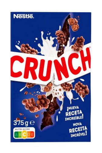 Nestlé Crunch Cereales con Chocolate 375g | Cereales con chocolate y textura crujiente. Ideales para desayunos y meriendas con un intenso sabor a cacao.