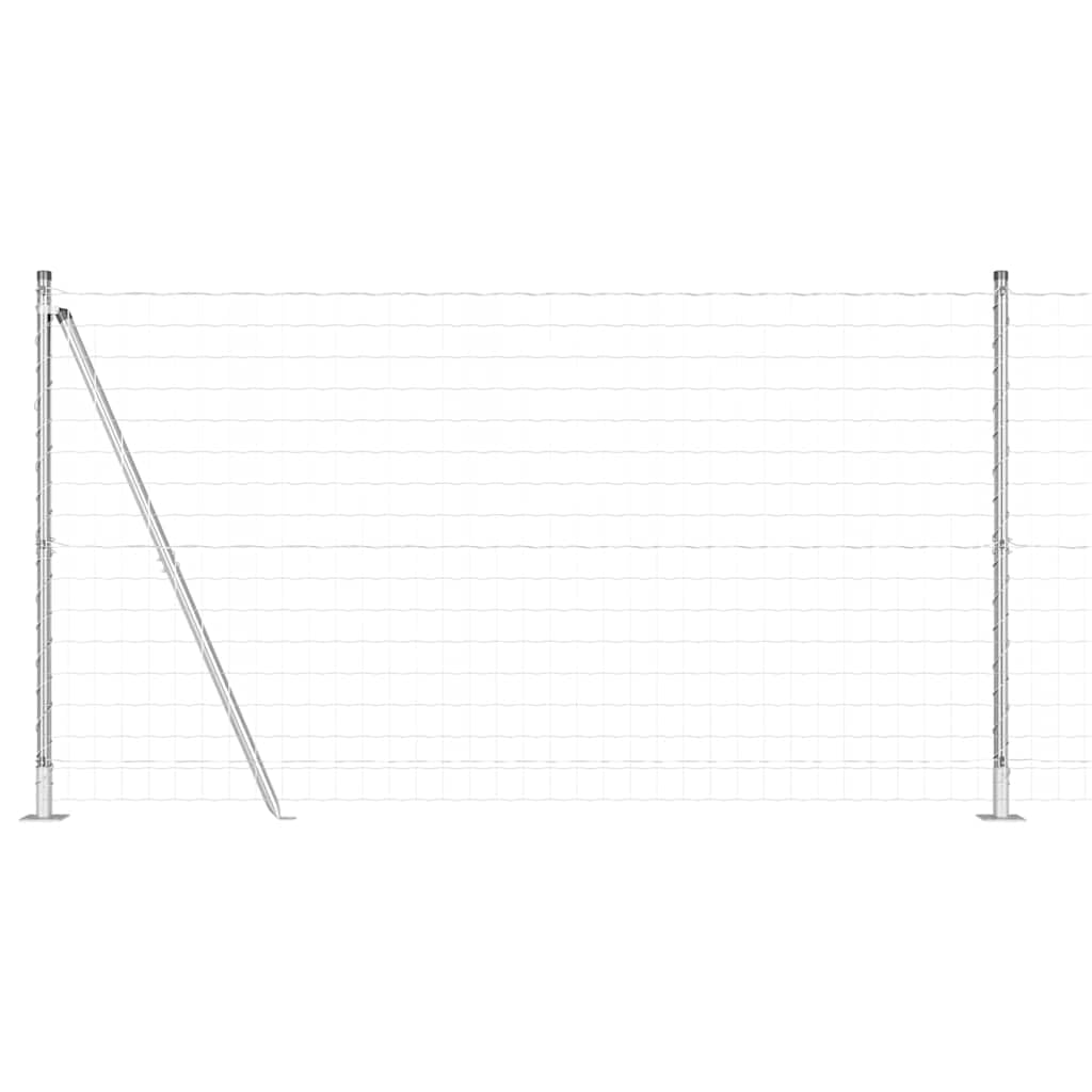 Fence with Post Silver 1.2 x 25 m Steel Outdoor Garden Panel Set Weather Resistant Customizable Setup for Boundary Privacy and Pet Enclosure Modern Style 120 cm Height