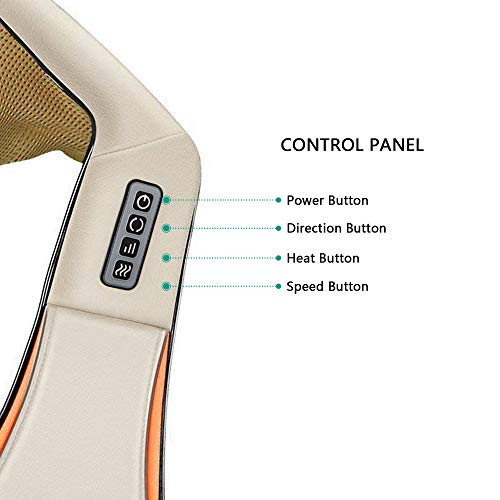 Neck Back And Shoulder Massager, Electric Shiatsu Massager With Heating, Deep Tissue 3D Kneading Pressure Massager For Neck, Back, Shoulder, Foot, Legs, Waist And Body Muscle Pain Relief (Beige) #TOP3