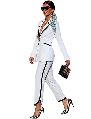 Women's Suit 2 Pieces Notch Lapel Jacket Pants Single Breasted Tuxedo for Dinner, Event and Work