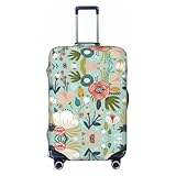 Ghjkfbf Funda protectora lavable con estampado de flores para maleta, con cremallera oculta, Negro -, M