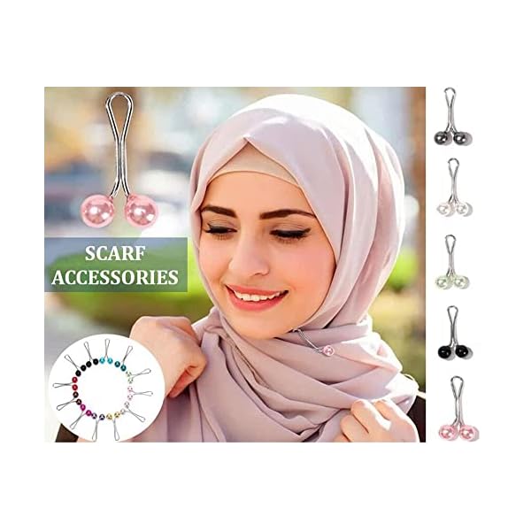 Hitopin 36PCS Hijab Pins, Scarf Pins, Muslim Scarf Brooch, Muslim Scarves Pins, U Hijab Pins,Colorful Pearl Pins, for Women Headscarf Scarf Accessories (10 Colors) - Image 8