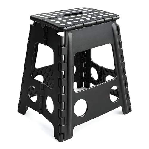 KCT Folding Step Stool Portable Lightweight Multi Purpose Home Plastic Seat Black
