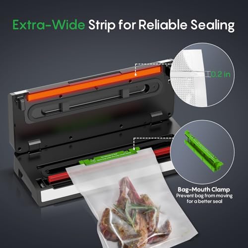 FRESKO Vacuum Sealer Machine with Automatic Bag Detection, 0.2-inch widened heating strip, Compact Food Sealer, Easy to Use, Starter Kit - Image 5