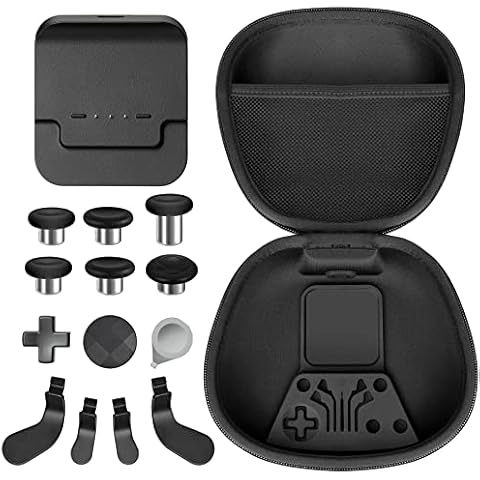 Sedicoca Complete Component Pack for Xbox Elite Wireless Controller Series 2，package Includes 1 Carrying Case 1 Dock, 4 Paddles, 2 DPads, 6 Thumbsticks,1Tool, for Xbox One Elite Series 2 Core Replacement Parts （black ） (black) Cover