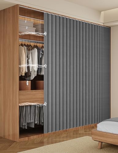 Aeovot Rideau Cache Placard sur Mesure pour Cuisine Dressing, Rideau Armoire Multifonctionnel avec Rail Auto-Adhésif - Imperméable Anti-Poussière pour sous...