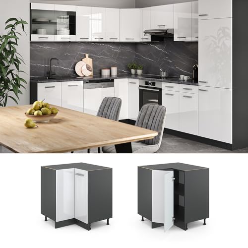 Vicco Mobile Ad Angolo Cucina Bianco Lucido 75.6 Cm Senza Piano Di Lavoro - 3