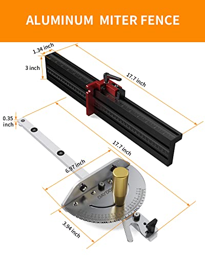 Daydoor Precision Miter Gauge With Aluminum Miter Fence And Repetitive Cut Flip Stop, Ideal For Table Saw, Band Saw, Router Table, Universal, With 27 Angle Stops, Silver #TOP5