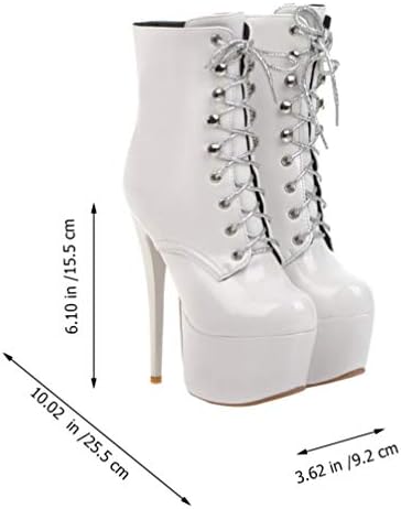 1pair Women's Ankle Boots White Short Shoes Korean Version 16c Upper: Artificial Pu | Image 4