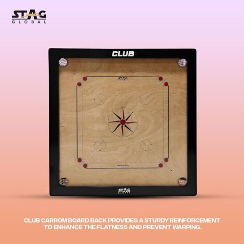Image of STAG GLOBAL Club Carrom Board Set with Accessories - Premium Hardwood Game Board for Family Entertainme with Smooth Playing Surface, Complete Carrom Kit for All Ages and Skill Levels 2.5 inch