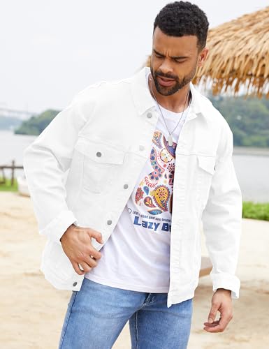 Bindefon Denim Jackets for Men Trucker Jean Jacket Unlined Coats Spring Fall Outfits4