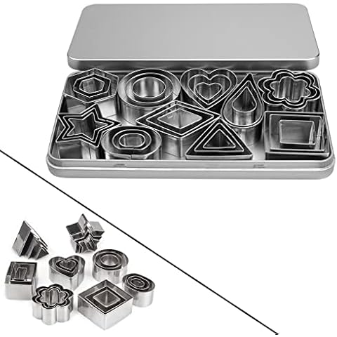 54Pcs Mini Cookie Cutters Set - Heart Star Flower Round Square Hexagon Oval Diamond Shapes Cookie Cutters, Polymer Clay Cutters for Kids (30PCS+24PCS Cookie Cutters） Cover