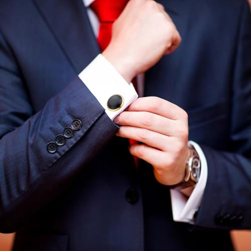 Image of Cufflinks for Men Classic Wedding Business Shirt Cuff Links Set Gifts with Box