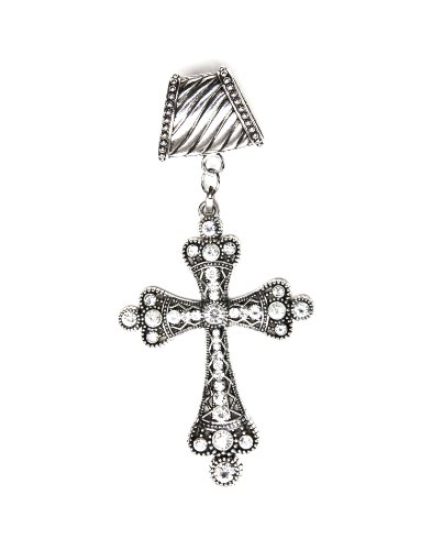 Antique Silver Rhinestone Cross Scarf Accessory Set Jewelry Pendant for Diy,pt-627