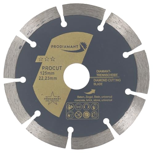 Disco de corte de diamante PRODIAMANT universal 125 x 22,2 mm hormigón, piedra, ladrillo Disco de diamante 125mm segmento 10mm