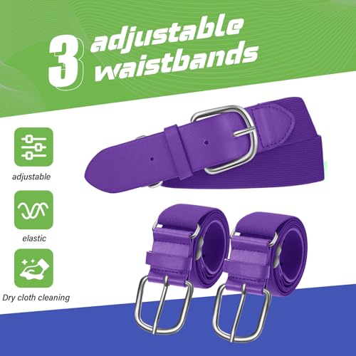 Image of Hercicy 3 Pieces Adult and Youth Baseball Softball Uniform Belts, Adjustable Size Uniform Belt