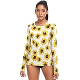 Sunflowers Women's Rash Guard Shirts Long Sleeve UPF 50+ Swim Shirts Running Shirts for Fishing Runn