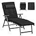SONGMICS Sonnenliege, klappbar, Liegestuhl mit 6 cm dickem Polster, abnehmbares Kopfkissen, atmungsaktiv, einstellbare Rückenlehne, bis 150 kg belastbar, schwarz GCB24BK