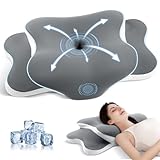JINXIA Cervical Neck Pillow for Sleeping, Odorless Memory Foam Pillows & Soft Silk Cover, Ergonomic Orthopedic Pillow for Side Back Stomach Sleepers, Neck and Shoulder Pain Relief, Gray