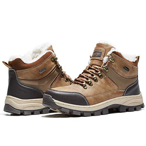 AMIDEWA Men’s Snow Ankle Boots Fur Lined Warm Anti-Slip Outdoor Work Shoes