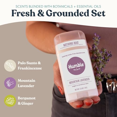 Image of Humble Aluminum-Free Deodorant, Palo Santo, Lavender & Bergamot - 3 Pack | Baking Soda-Free, Clean, Fresh, Natural, Essential Oils, Sensitive Skin, Long-Lasting Odor Control, Cruelty-Free, Men & Women