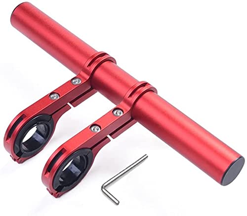AMeiLe Extension de support multifonction pour vélo, double pince en alliage d'aluminium, extension de guidon de vélo, utilisé pour les chronomètres et les supports, accessoires de vélo (rouge)