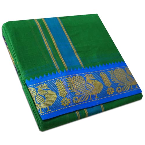 Image of vimayam pure cotton 3 inch border colour dhoti 9X5(Assorted Border design and colours)