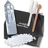 Andall クリスタルチューナー 【ヒーラー監修 高波動の浄化済水晶 】4096Hz 音叉 水晶 浄化 リラックス 白水晶 ヒマラヤ水晶 さざれ石 日本語説明書付 [アンダル] (天然ヒマラヤ水晶)