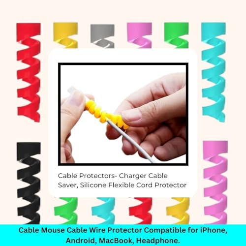 Image of Cable Saver Multipurpose Spiral Charger Protector - 4 Pieces (Pack of 1) for Data & Charging Cords, Multi-Color Protective Wraps for Tangle-Free, Durable, and Long-Lasting Cable Protection.