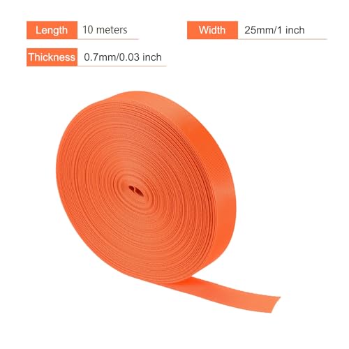 Image of Nylon Webbing Strap, 10 Metres, 1 inch /1.5 inch /2 inch Width, 0.7 mm Thickness (Orange, 1 inch)