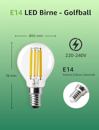 Lepro Energieklasse A E14 LED warmweiss, 2.2W P45 470 Lumen 2700K, 4 Stück | Nicht Dimmbar E14 Warmweiß LED Glühbirne, kein Blinken und kein Blendlicht, 300° Abstrahlwinkel, entspricht 40W Glühlampe - Bild 4