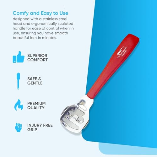 Image of YNR Callus Remover for Feet - Foot File Corn & Callus Remover, Pedicure Tool Includes 10 Replacement Heads, Heel Scrubber & Scraper, Corn Remover for Feet | (Red)