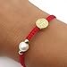 CRUZONE Women's Adjustable Hand-Woven Bracelet with Red Thread St. Benedict Medal and Dainty Cultured Freshwater Pearl Detailing