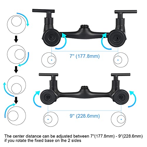 Kollniun Matte Black Commercial Wall Mount Kitchen Faucet 8 Inch Center Backsplash Mounted Utility Sink Faucets 2 Handles With 6'' Gooseneck Swivel Spout For Home Laundry Restaurant Kitchen #TOP2