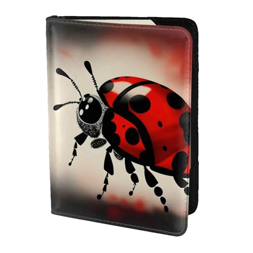 Étui de passeport coccinelle en cuir noir pour voyageur chic