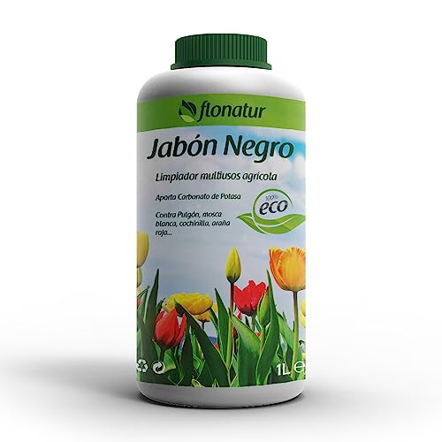 flonatur Jabón Potásico 1 litros, Jabón Negro, Limpiador Multiusos Agrícola, Jabón Potásico para Plantas, contra Pulgón, Mosca Blanca, Cochinilla, Araña Roja, Elaborado con Productos Naturales