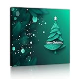 北欧ミニマリズムウォールアートクリスマスツリーと羽のデザインキャンバスペインティングとプリントリビングルームスタディルームホームウォールデコレーショングリーン90x90cmインナーフレーム