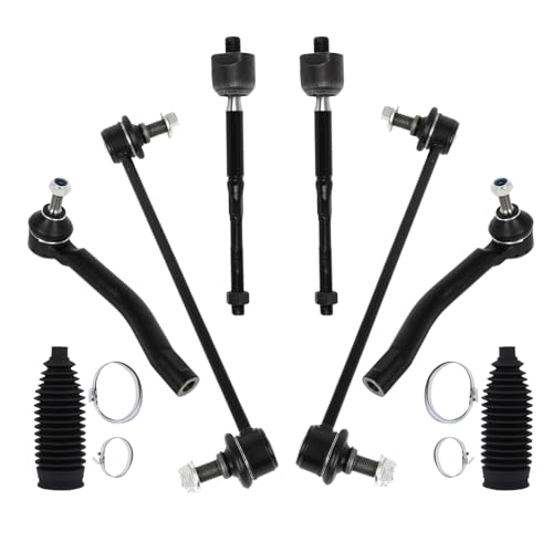 8-PC SET Suspension Kit for 2015-2018 for Chevy City Express 2013-2019 for Nissan Sentra for Nissan NV200 Front Inner Outer Tie Rod End w/Boot Sway Bar End Link