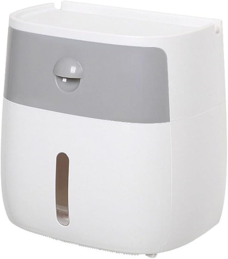 Toilet Tissue Box Wall Hanging Press and Close Waterproof Paper Towel Holder Free of Drilling