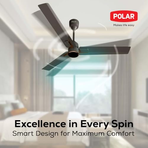Image of POLAR EFISLIM High-Speed Ceiling Fan - Baker Brown | With Power BLDC Motor, Slim-Design and Remote Control For Speed Regulation | High Air Delivery Ceiling Fan For Home, Bedroom & Living Room