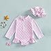 Baby Girl Rash Guard Swimsuit Cute Fashionable Long Sleeve Striped Dot Jumpsuit with Hat 2Pcs Swimwear (Pink, 18-24 Months)