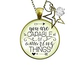 Gutsy Goodness You are Capable of Amazing Things Necklace Positive Quote For Women Teen Charm Jewelry 24'