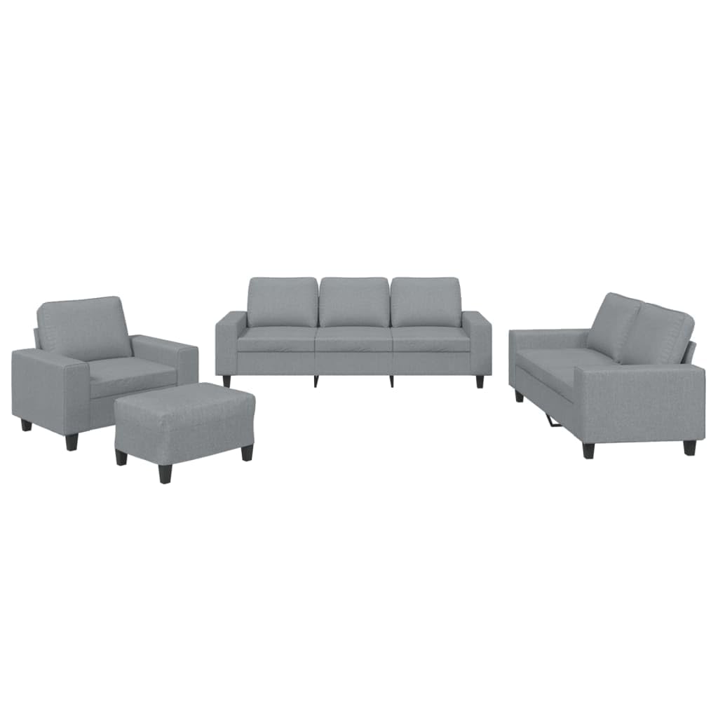 Juego de 4 sofás de tela gris claro, pequeño, 94 x 77 x 80 cm, moderno minisofá con taburete para salón, habitación juvenil, oficina y cocina