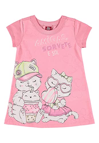 Vestido Bebê Manga Curta Estampado, Bee Loop, Bebê Menina, ROSA BLUSH, 03