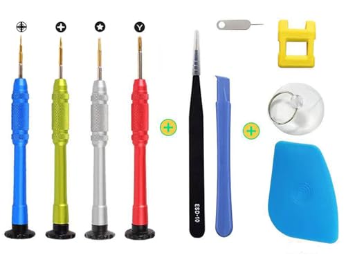 10 Pieces Repair Kit Aluminum Alloy Screwdrivers Includes Phillips Pentalobe Tri-wing Model Multiple Functions Opening Pry Tool Suitable for Repairing iPhones iPad
