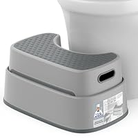 MR.SIGA Toilettenhocker für Erwachsene, strapazierfähiger Badezimmerhocker, rutschfeste Toilettenstufe für das Badezimmer, Trittleiter für Kleinkinder, hellgrau & dunkelgrau