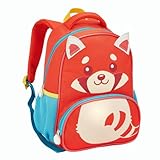 Mochila Infantil Creche Escolar Menina Menino Animais Passeio Escolinha de Costas (Panda Vermelho)