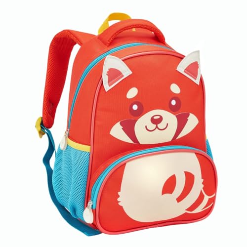 Mochila Infantil Creche Escolar Menina Menino Animais Passeio Escolinha de Costas (Panda Vermelho)